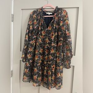 Loft Navy Floral Dress Sz Petite L